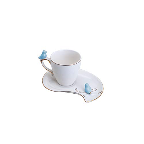 WOLFF Birds Conjunto de 6 Xícaras e 6 Pires para Café, Branco, 90 ml