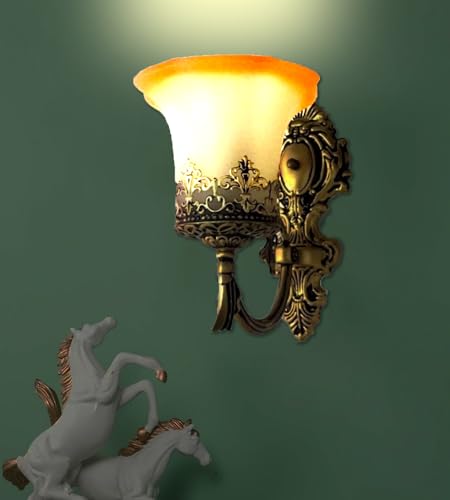 Image of WHITERAY Golden Antique Designer Imported Wall Light Wall lamp for Bedroom, Living Room,Kitchen, Bars, malls, Besides The Bed, Balcony Home Decoration (1250 (Pack of 1), with Bulb)