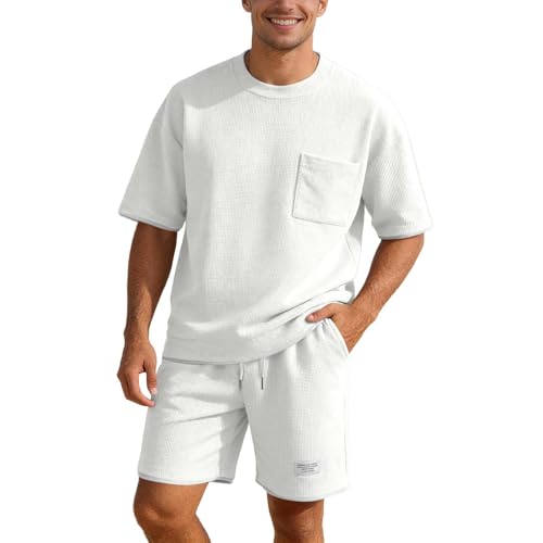 Genérico 2026 Waffle Conjunto Verano Hombre Ropa de 2...