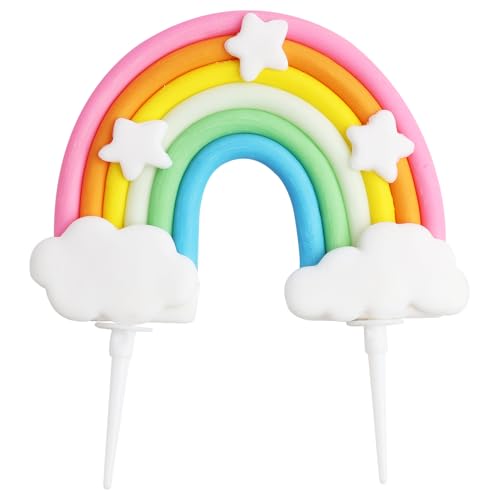 Decoração para bolos de arco-íris, decoração de bolo de arco-íris de cerâmica suave, decoração colorida e personalizada para bolos, reutilizável e fácil de usar, ideal para aniversários, casamentos, B