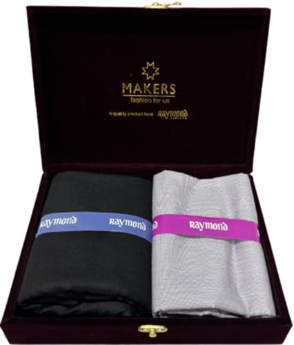 Image of Raymond Makers Men's Shirt & Trouser Fabric Combo with Premium Gift Box | Solid Shirt Fabric with Formal Trouser Fabric | Unstitched Dress Material for Office & Formal Wear