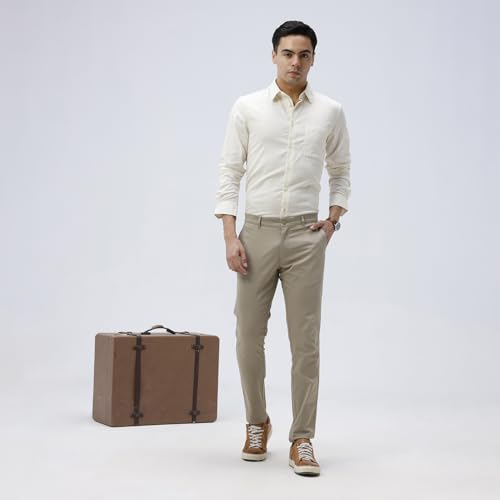 Image of BASICS Premium Cotton Stretch Formal Trousers for Men | Office Pants