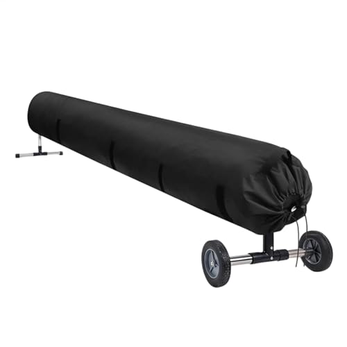 Piscina cubierta de carrete solar negro, resistente a los rayos UV piscina cubierta protectora solar carrete manta cubierta 420D resistente impermeable invierno manta solar carrete cubiertas de