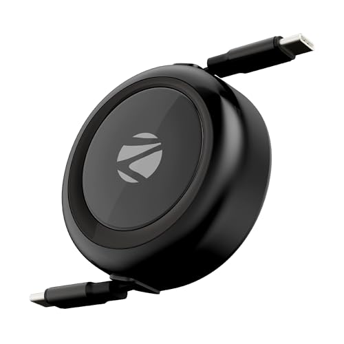 Image of Zebronics Type C - Type C Retractable Cable, 60 Watts, Upto 480Mbps Data Sync, Fast Charging, 1 M, Compatible with iPhone 15 & 16 Series, iPad, MacBook, Samsung, Android (Wattz 60RCC1, Black)
