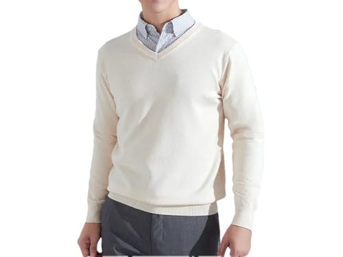 Men's V-Neck Sweater Winter Warm Large Size Casual Sweater Classic Knitted Pullover Top