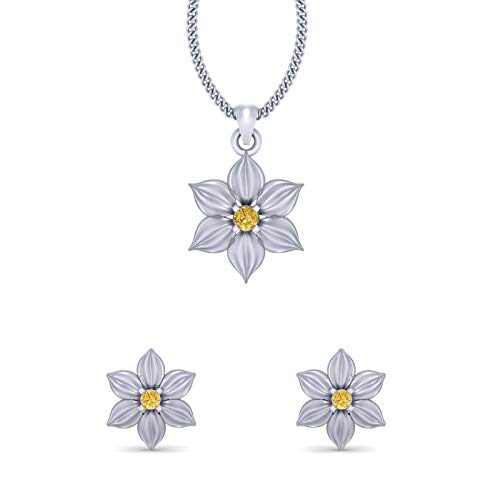 Juego de colgante de flor de plata 925 el regalo de boda perfecto
