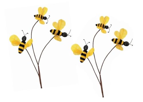 The Bridge Collection Primitive Burlap Bumblebee Spray/Pick (2)