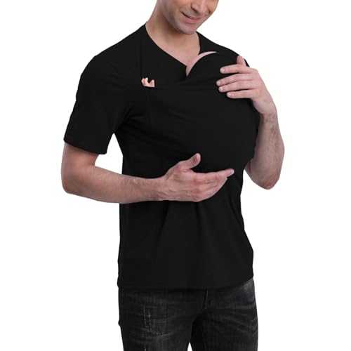 Image of Kangaroo Shirt for Dad and Baby, V Neck Short Sleeve Kangaroo T Shirt Mens Kangaroo Shirt Dad Kangaroo Shirt with Hat