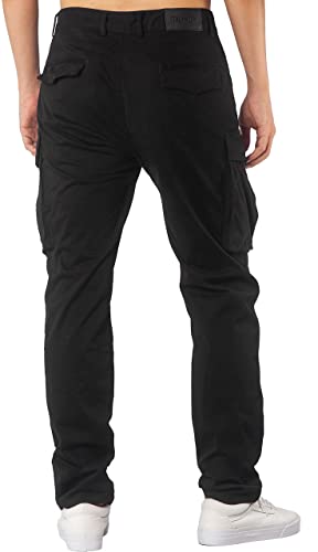 Italy Morn Mens Black Cargo Pants For Work Athletic Fit Chinos Big Pockets(34, Black) #TOP1