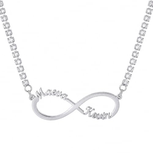 JINMA Personalized infinity Heart Family necklace, Custom 1-8 Name Necklace- Personalized Gift for Women Mother