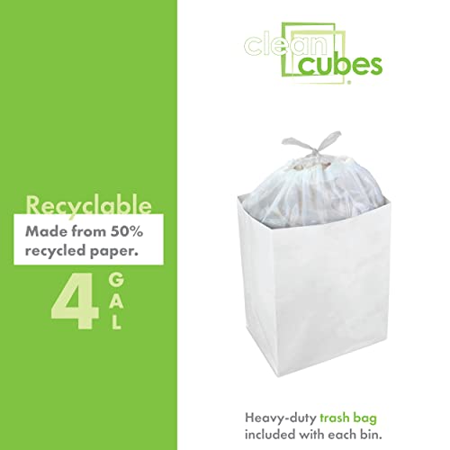 Clean Cubes 4 Gallon Trash Cans & Recycle Bins For Sanitary Garbage Disposal. Disposable Containers For Parties, Events, Recycling, And More. 3 Pack (White) #TOP3