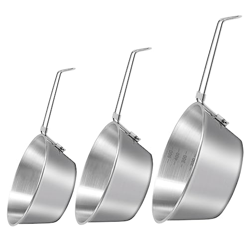 Parliky 3-piece Stainless Steel Camping Bowl Kit with Folding Handle Durable Mixing Bowls for Outdoor Camping and Picnics