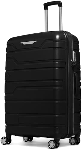 GABBIANO Unbreakable Hardshell PP Luggage Set Extra Large with 8 Wheels Thick Shell Multi Layer PP (Black, Large Checked 30 Inch)
