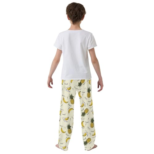 Aloha Pineapple Banana Boys Long Pants Soft Trousers Elastic Waist Kids Lounge Bottoms with Pockets S-XL3