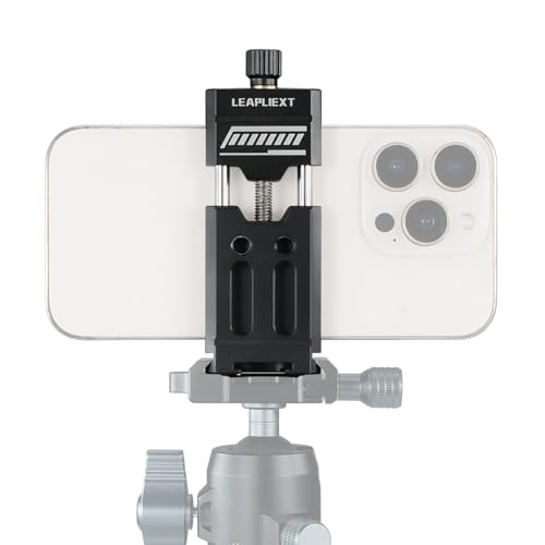Image of Metal Cell Phone Clip, Tripod Phone Mount, Aluminum Alloy with Cold Boot and Arca Swiss Quick Release Plate Blister Level Compatible with iPhone and Samsung Smartphones
