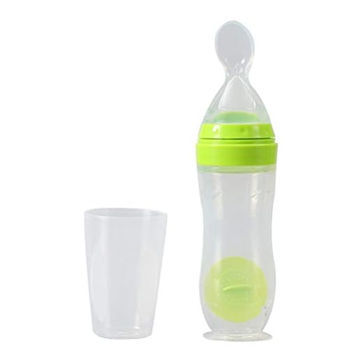 EXCEART Biberón de 120 Ml Tipo de Succión Pasta de Arroz Papilla Cuchara Alimentador con Cubierta Antipolvo Biberones Dispensadores de Alimentos para Bebés Bebés Verde