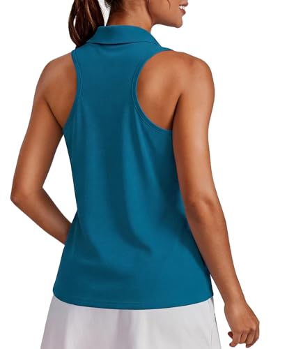 Image of PINSPARK Womens Golf Shirt UPF 50+ Sleeveless Collared Shirts Quick Dry Tennis Polo V-Neck Racerback Athletic Workout Tank