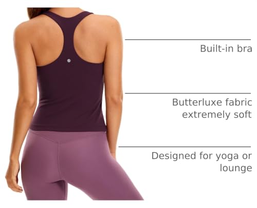 Image of CRZ YOGA Butterluxe Racerback Tank Tops | Light Support, Built in Bra, Removable Pads, Yoga, Extremely Soft, Scoop Neck, for Women