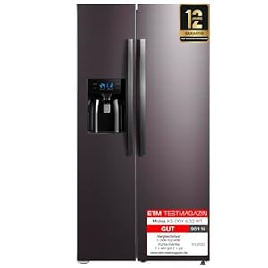 Midea KS-DDX 6.32 WT Side-by-Side Kühl-/Gefrierkombination/ 178, 8 cm Höhe/ 254 kWh/Jahr/No Frost/Dual Inverter Compressor/mit 3in1 Wasser-/Eisspender und Wassertank, Dark Inox