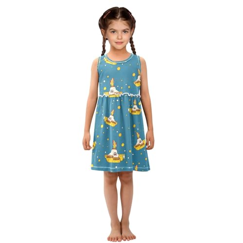 Boccsty Yellow Ducks Hearts Girls Dress Kids Toddler Casual Dresses Summer Dresses 2T-8T4