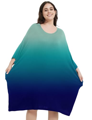 Image of KFUBUO Plus Size Nightgowns for Women Oversized Sleep Tshirts Dress Short Sleeves Sleepwear With Pocket Fit S-5XL
