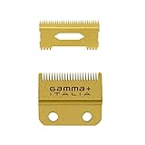 GAMMA+ Replacement Fixed Gold Titanium Fade Hair Clipper Blade with Moving Gold Titanium Slim Tooth Cutter Set