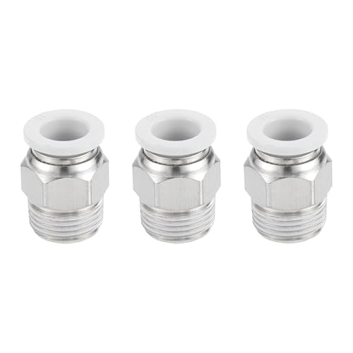 sourcing map 3 Pcs Pneumatic Fitting, PC10-03 10mm Tube OD x 3/8 Inch PT Push to Connect Pneumatic Tube Fittings, Straig
