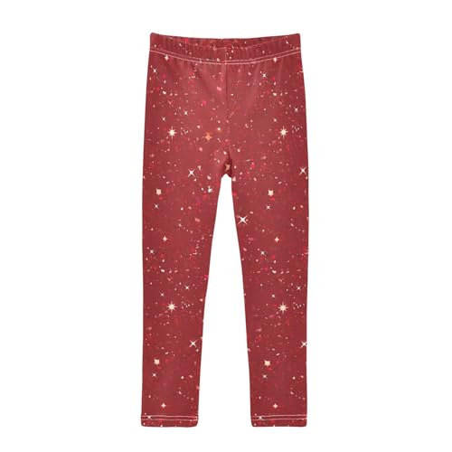 KLL Red Glitter Texture Toddler Girls Active Leggings Stretch High Waisted Sweatpants Gym