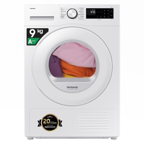 Samsung Asciugatrice Crystal EcoDry DV90DG52A0TE, 9 kg, Wifi, Pompa di Calore, Optimal Dry Sensor, Display Led, Filtro 2 in 1, Carica Frontale, 60l x 85h x 60p cm