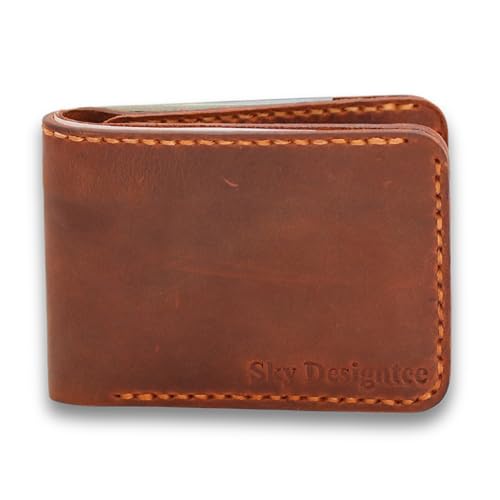 Handmade Men’s Leather Bifold Wallet – Slim RFID Blocking Card Holder – Full Grain Vintage Leather – 4 Card Slots, 2 Hidden Pockets, Bill Compartment – Gift for Men