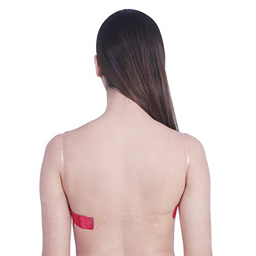 Image of Brachy Women Cotton Nylon Spandex Padded Underwire Strapless Backless Invisible Clear Transparent Back Push up Bra with (Free Extra Transparent Strap)