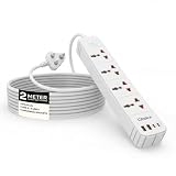OTEK Extension Board Power Strip 4 Universal Sockets 2 USB Type A 2 Type C