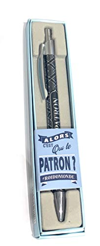 Kontiki - Stylo à Bille en Métal citation"Alors c'est qui le patron? #roidumonde" Cover