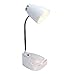 Simple Designs LD1002-WHT Gooseneck Organizer Desk Lamp with iPad Tablet Stand Book Holder, White
