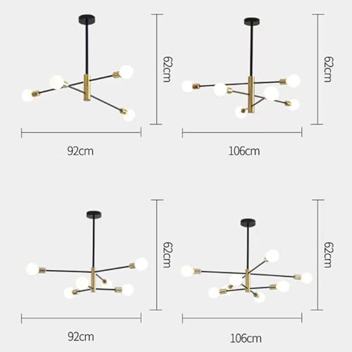 Lámpara Colgante E27 de 360° en negro y oro para dormitorio 6