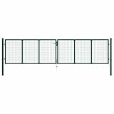 vidaXL Maschen-Gartentor aus Stahl 400 x 75 cm Grün