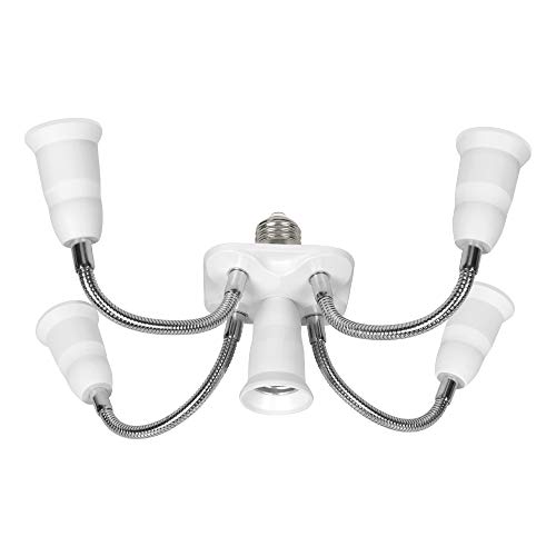 Toplimit 5 in 1 Light Socket Splitter Household LED Bulb Photography Socket Adapter Converter Free Degrees Adjustable Energy Saving Lamps Holder Inflaming retarding PBT Multi Light Bulb Adapter
