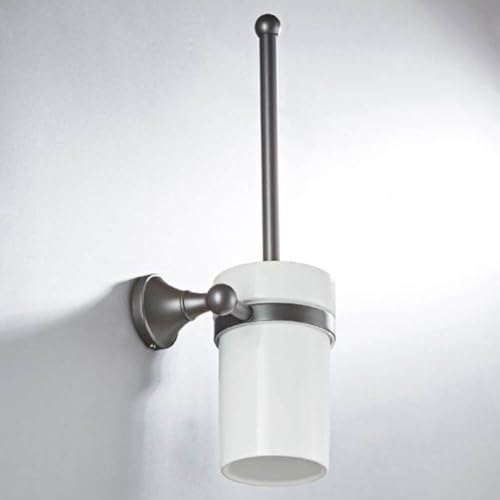 Ensemble salle de bain gris en laiton chic avec porte-brosse mural