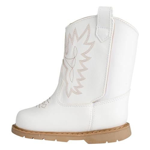 Baby Deer, Faux-leather, Rubber-soled, Kids Round Toe Western Boot