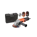 BLACK+DECKER Esmeriladora Angular 4-1/2" (115mm), 820W, Incluye 12 Discos y Caja de Herramientas,...