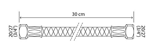 SOMATHERM FOR YOU - Sanitärschlauch Anschluss rechte drehbare Mutter Weiblich 20/27 (3/4’) - rechte drehbare Mutter Weiblich 20/27(3/4’) - Länge 30 cm - DN10