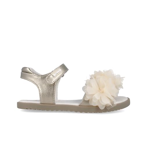 Sandales avec pompons marron pour enfant en cuir souple et stable
