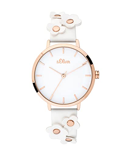 s.Oliver Damen Analog Quarz Uhr mit Leder Armband SO-3699-LQ