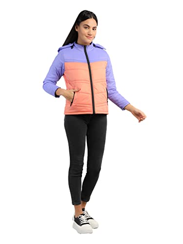 Image of CHKOKKO Women's Winter Quilted Jacket Lavender Light Peach - Polyester, Standard Length, S