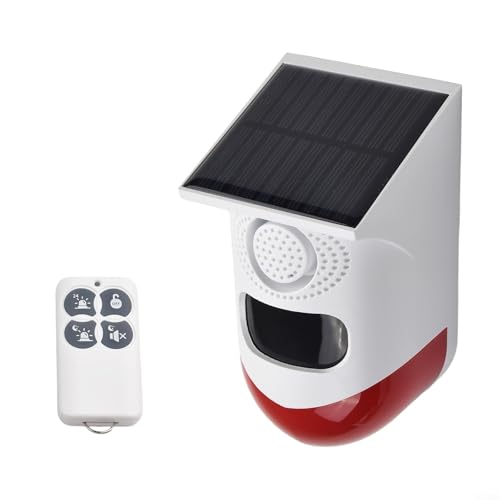 Alarma solar con sensor de movimiento para exteriores con seguridad de 120 dB, control remoto, impermeable IP67, para protección de casa y granja