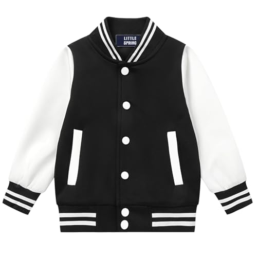 Image of LittleSpring Boys Girls Varsity Baseball Jacket Zip Up Bomber Jacket Thin 2-10Years