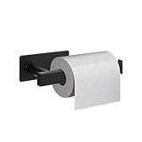 NearMoon Toilet Paper Holder Self Adhesive, Premium Thick SUS304 Stainless Steel Square Rustproof Toilet Roll Holder no Drilling for Bathroom, Kitchen, Washroom (Matte Black)