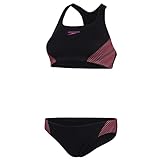 Speedo Damen Placement 2 Stück Badehose, Schwarz/Neon Orchid/Fluo Tangerine, 36