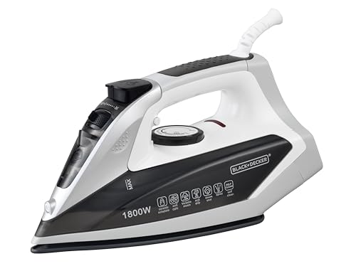 Black+Decker Steam Iron | 1800 Watt, 220 ml, 2 Yrs Warranty | Iron for Clothes, Iron Box, Steam Press, Press with Anti Drip, Non-Stick Ceramic Sole (Black+White)