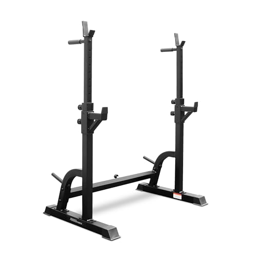 Phoenix Fitness Adjustable Squat Rack – Multi-Function Barbell Rack Stand with Spotters & Dip Bars for Strength Training, Bench Press & Weight Lifting with Weight Plate Holder for Home Gym - Black